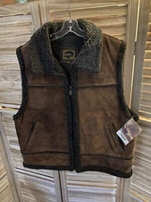 Fox Run Suede Leather Vest Size XL Brown Zip Vintage 90’s NWT Men Or Women