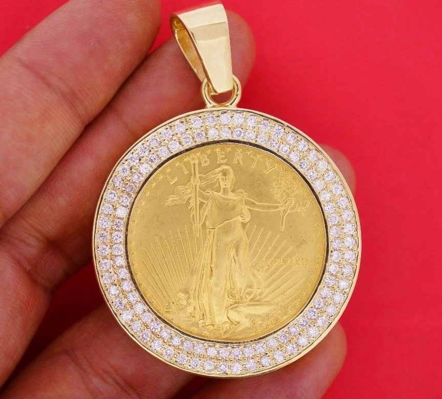 3 Cts White Diamond mounted on 24K American Eagle 1oz Gold Coin