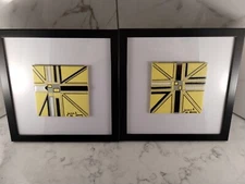 2 Framed (9 inches) Original Modern Abstract Acrylic Oil Paintings New w/COA