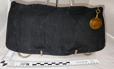 1950s Retro Black Corde Sculptural Clutch Bag w/Cool Zipper Pull Chic Kitschy