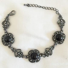 New Vintage Floral Asian Style Good Luck Healthy Oynx Bracelet Gift BR1261