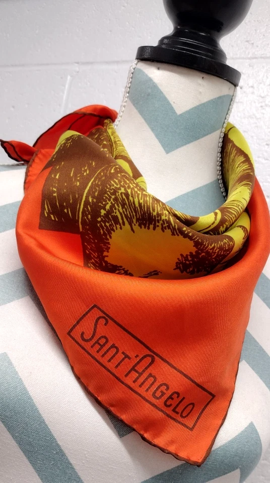 De Colección Giorgio Di Sant Angelo Bufanda de Seda Naranja Mar Shell SANT ANGELO Talla Cuadrada Foto 3 de 4