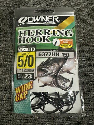 Owner 5377HH-151 Size 5/0 Mosquito Herring Hooks 23 Pack Steelhead Trout Salmon
