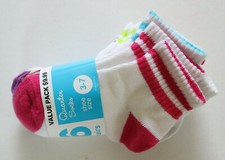 NWT 6 Pairs Baby/Toddler Girls Shoe Size 3-7 STRIDE RITE Quarter Socks