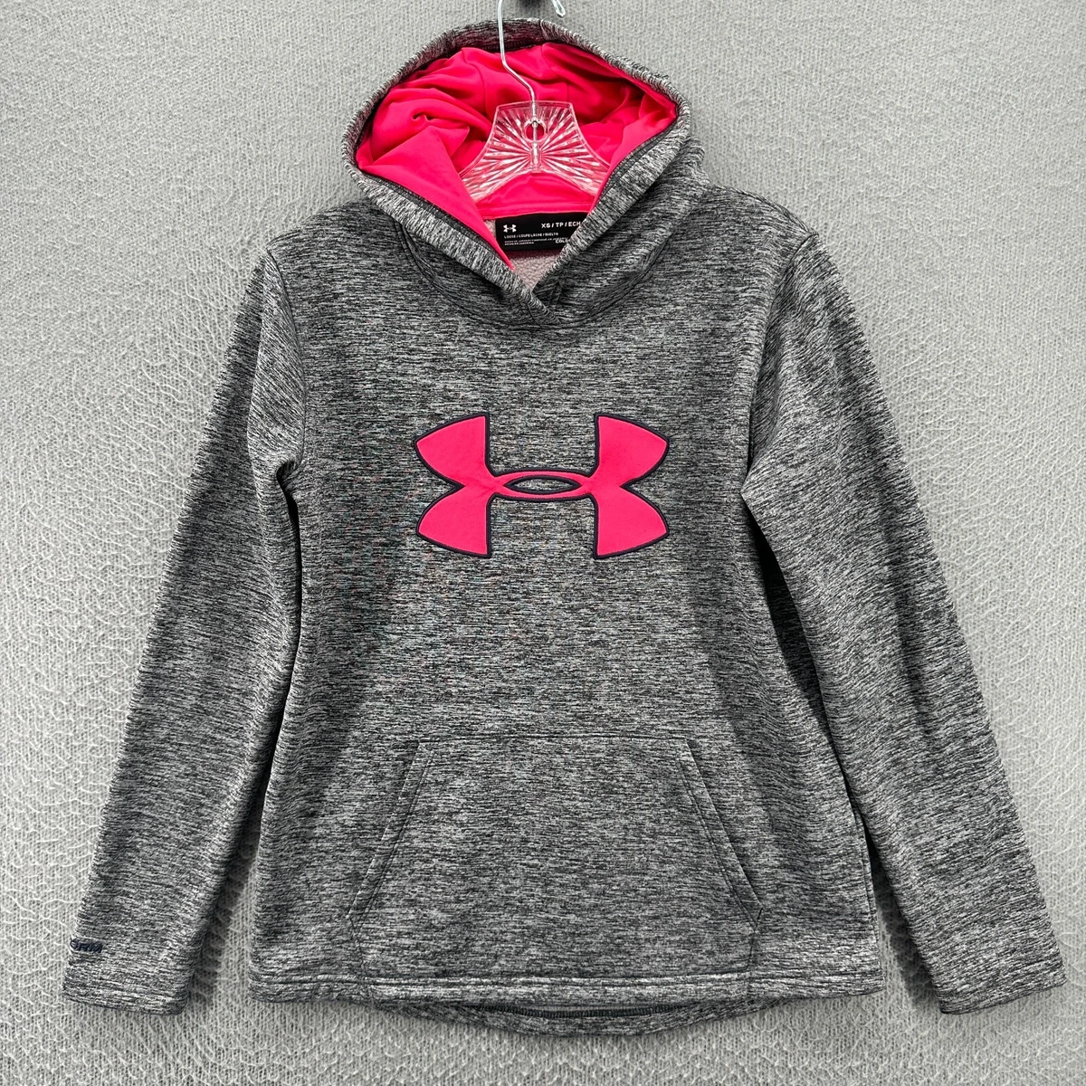 Under Armour Hoodie Womens Extra Small Gray Pink Storm Sweater Loose  Coldgear