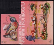 Guyana 2000 MNH MS+SS, Mushrooms, Birds, Scarlet Chested Parrot, Macaw  