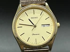 EXC+5 Vintage SEIKO Chronos 5H23-7D40 Gold Day-Date Men 33mm QZ Watch From JAPAN
