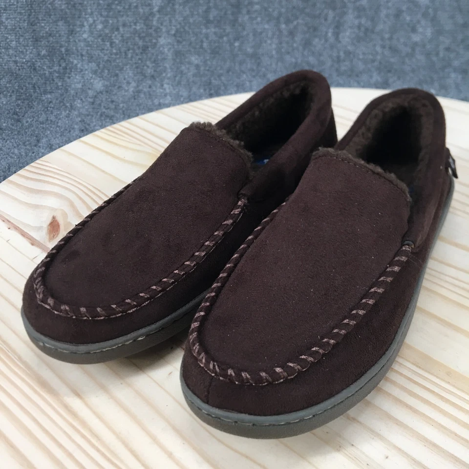 Dockers 拖鞋男式 7-8 M 莫卡辛棕色麂皮绒衬里人造毛皮懒人鞋 RN73639 — 第 3/4 张图片