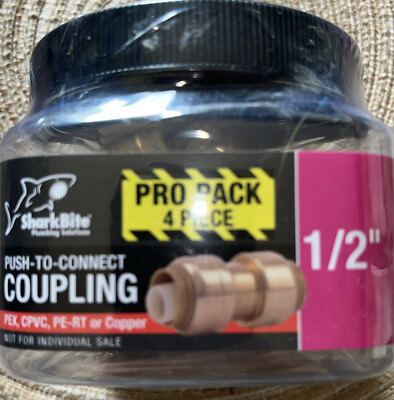 NEW SEALED ~ Shark Bite 1/2'' x 1/2'' Push-to-Connect Coupling PRO PACK 4-piece