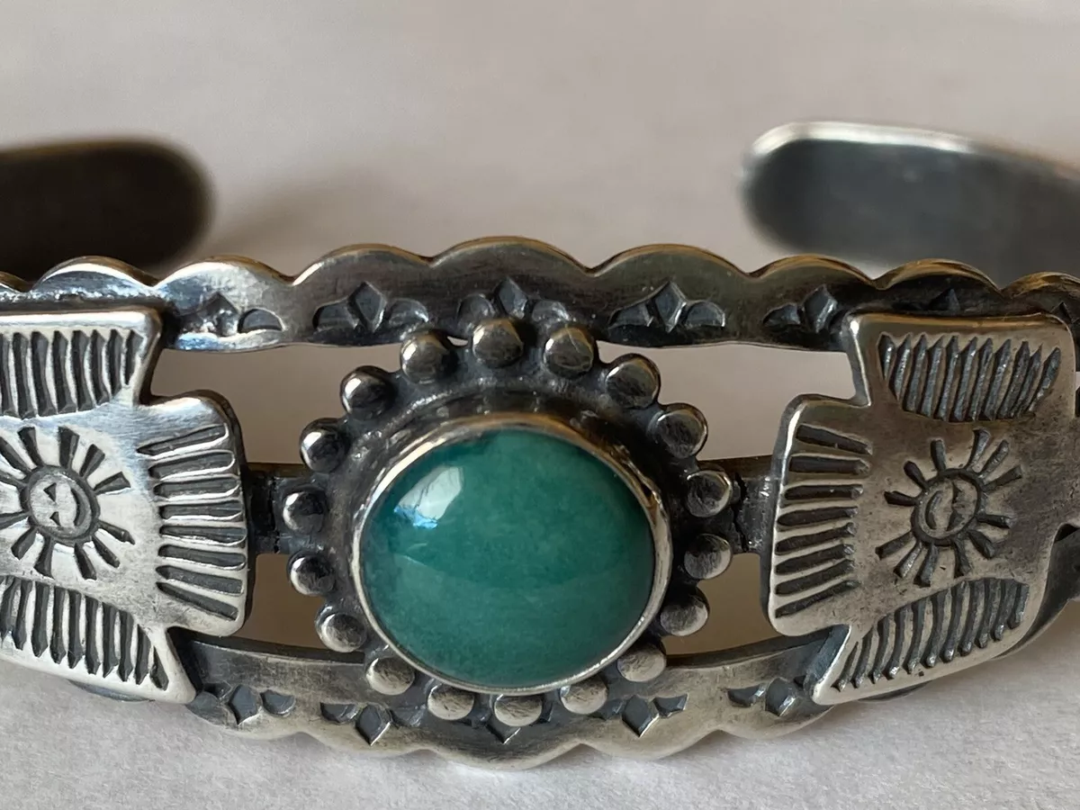 Vintage 1950 s 1960 s Sterling Silver Turquoise Fred Harvey Style