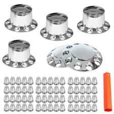 LABLT Chrome Semi Front & Rear Truck Hub Cover Wheel Kit Axle Cover 33mm Lug