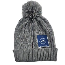 Winter Essentials Beanie Womens One Size Gray with Metallic Thread Puffball