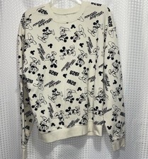 Disney Mickey Mouse Light Weight Sweatshirt Cream Womens Junior Size 11/13 Lg