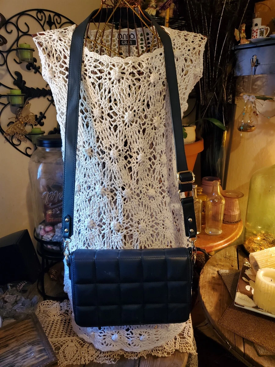Genuine Leather Shoulder Bag Crossbody Satchel Quilted Black Borse Pelle Italy