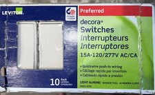 10 PACK Leviton 5601-2TM 15 Amp, 120/277, Decora Rocker Single-Pole AC Quiet
