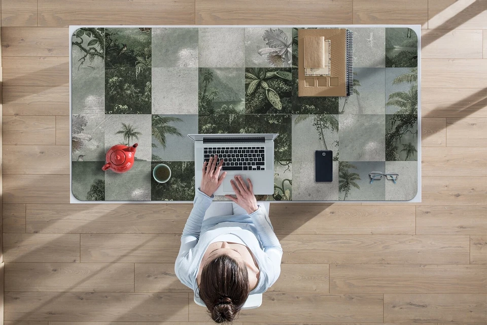 Zuhause Schreibtischunterlage Schreibauflage Tropisches Patchwork 100x50 - Bild 3 von 4