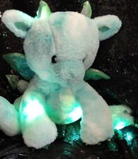 FAO Schwarz 12" Glow Brights Green Dragon Plush Lights Sound SEE VIDEO