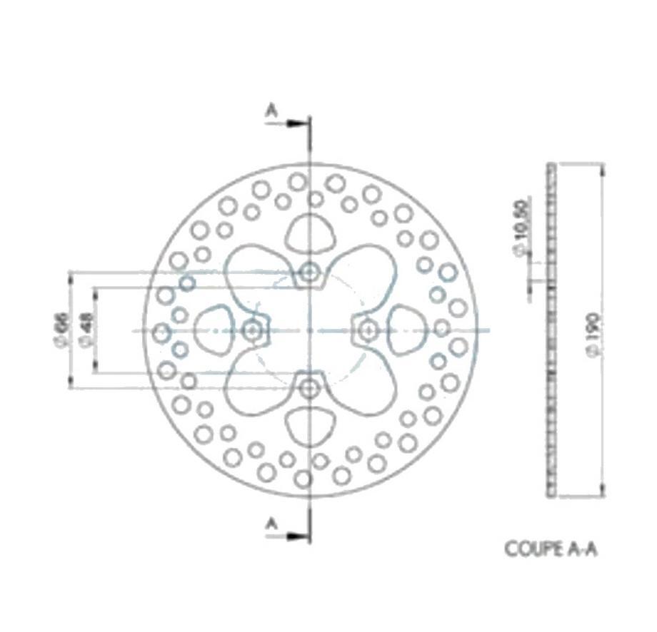 Disque frein av diam 190 pour la rénovation de scooter Stunt Naked et Slider