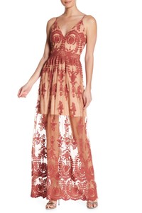 embroidered mesh maxi dress