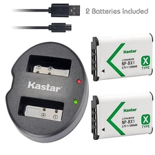 Kastar 2 Battery & Dual USB Charger for Sony NP-BX1 X-SERIES NPBX1/M8