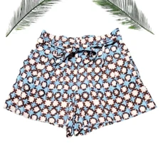 Loft Women's Shorts Brown Pink Blue Linen Paperbag Sunwashed Size S New with Tag