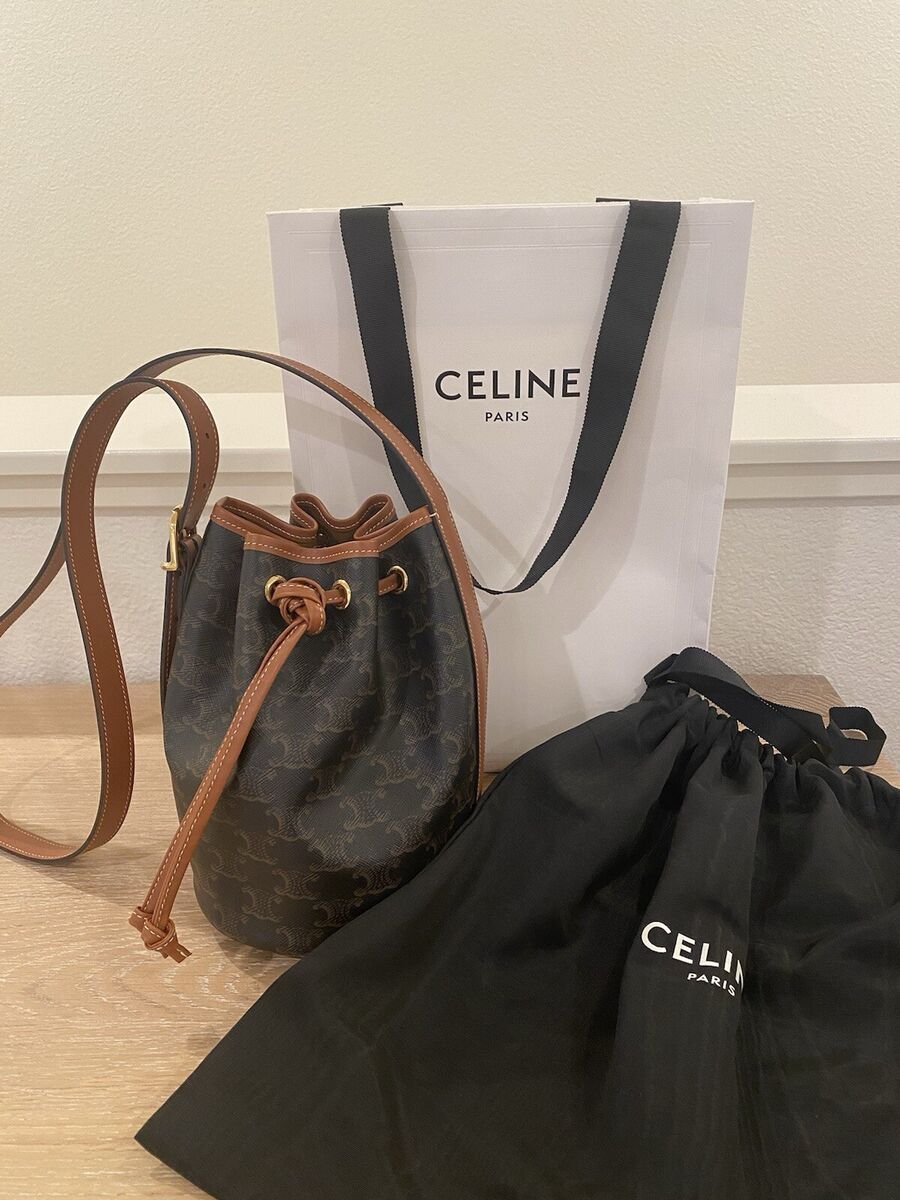 【CELINE】セリーヌ★Drawstring Bag★巾着バッグ ★モノグラム Celine Drawstring Bag in Triomphe Canvas and Calfskin | eBay