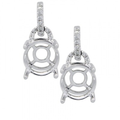 Ohrring Halbfassung rund 8 mm in 14 Karat Weißgold mit Diamant-Akzenten (47685)