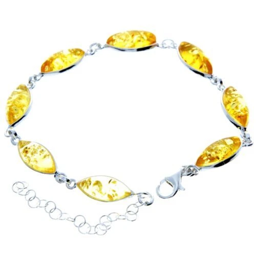 925 Sterling Silver & Genuine Baltic Amber Bracelet 19 cm + 5 cm - 3345 - Image 2 of 4