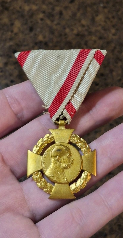 RARE 1908 AUSTRO-HUNGARIAN AUSTRIA FRANZ JOSEPH MILITARY JUBILEE CROSS MEDAL 
