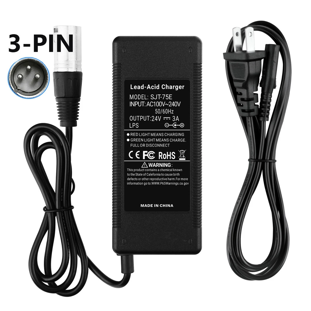 Acculader Li-ion 36V 2A, met XLR 3 pins stekker