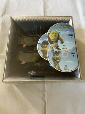 SET OF (2) SAMSUNG 3D GLASSES STARTER KIT TWO 3D GLASSES & SHREK 1-3 BLU RAY NEW