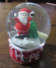 Santa Claus HOPE Snow Globe Red Base Christmas Tree Mini Holiday Decor