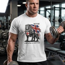 England Lion Knight T-Shirt, Union Jack Graphic Tee, Patriotic British Shirt, Me
