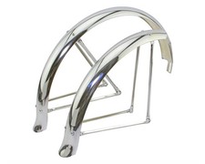 Bike 24 Flared Adjustable Middleweight Fender Set Chrome.