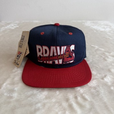 Vintage 90s Atlanta Braves Big Block Logo Tomahawk Snapback Hat NWT