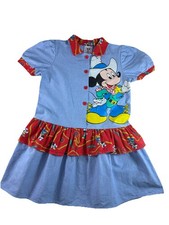 Vintage Disney dress Girls Size 10 Mickey Cowboy 100% Cotton Made In USA -READ