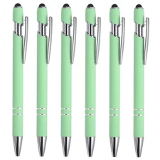 Ballpoint Pen with  Tip 6 Pack 2 in 1 Metal Pen Style 1 Green