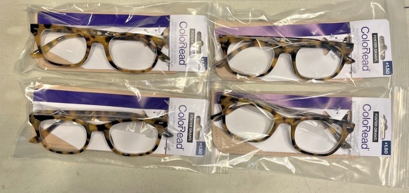 "4 PAIR"  FOSTER GRANT Coloread +1.50 FGLR 25 784 TOR Readers READING GLASSES