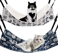Cat Hammock for Cage Hanging Reversible 2Pack,Pet Hammock Bed Adjustable,Soft...