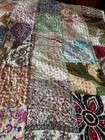 Indian Handmade Kantha Blanket Vintage 86x102 Bedspread Cotton Silk — photo 8