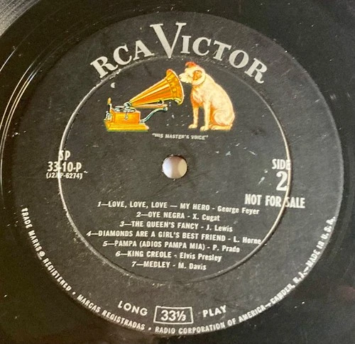 ELVIS PRESLEY 1958 WLP DJ COPY Promo ONLY LP KING CREOLE RCA SP-33-10-P VG