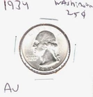 1934 Washington silver quarter AU