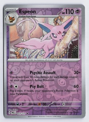 Espeon - PRE #033/131 SV: Prismatic Evolutions Reverse Holo NM