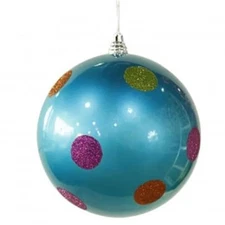Vickerman M120412 8 in. Turquoise Candy Polka Dot Ball