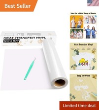 Heat Transfer Vinyl White HTV Rolls - 12" x 15ft White Iron on Vinyl for All ...