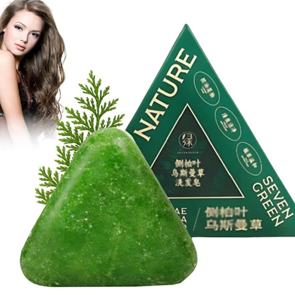 MARKENLOS Dreieck Haar Shampoo Bar Natur Grüne Kräuter Seife Shampoo Usman Gras Shampoo