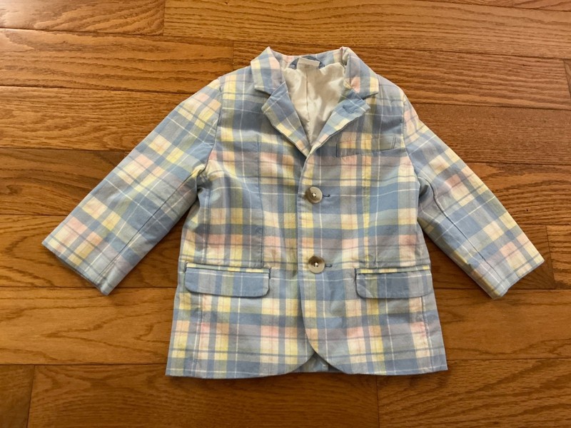 Gymboree Boy 12-18 M Pastel Shades Plaid Lined Collared Blazer w/ Button Closure