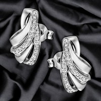 Ohrstecker 925 Sterling Silber Mattiert 46 Zirkonia Ohrringe Silberohrringe