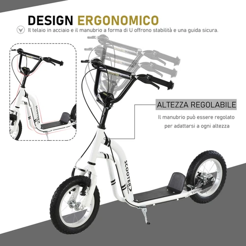 HOMCOM Monopattino Regolabile Ruote Grandi e Telaio in Metallo Max 100kg - Foto 5 di 10