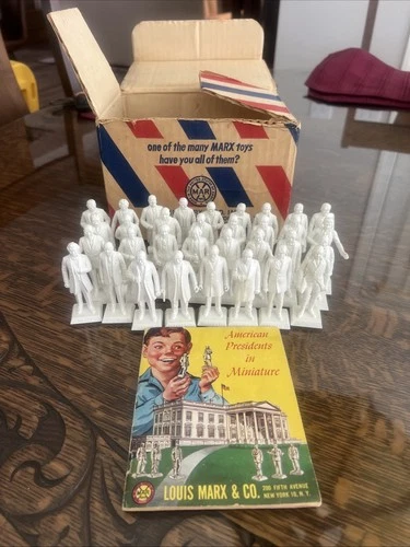 Vintage Marx Presidents United States Figures 33 Unpainted W Box & Leaflet